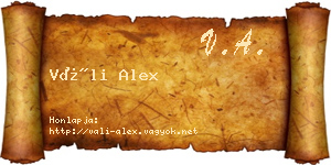 Váli Alex névjegykártya